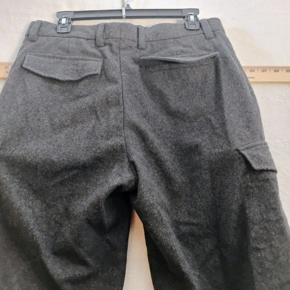 Banana Republic Mens 33x25 Black Wool Blend Emerson Straight Cargo Chino Pants